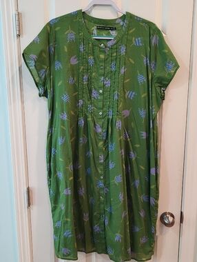 Gudrun Sjödén Green Leaf-Print Buttoned Tunic